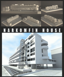 Arq, XX, Guinzburg, N., El edificio Narkomfim, maquetas y fotografa, 1928