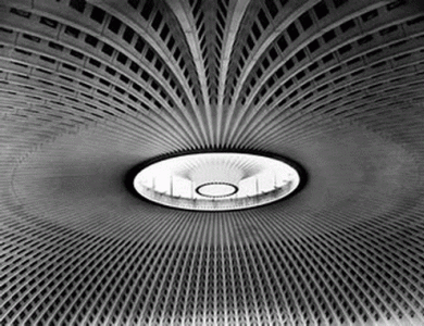 Arq, XX, Nervi, Pieter Luigi, Palacio de los Deportes, interior cpula,  Roma, 1960