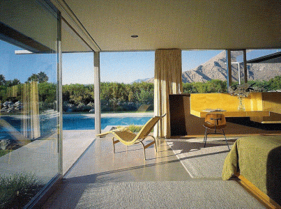 Arq, XX, Neutra, Richard, Kauffmann House, interior,  Palm Spring, California, USA, 1946