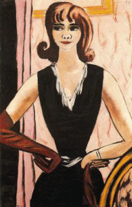 Pin, XX, Beckmann, Max, Retrato de Quappi on pink and violet, 1931