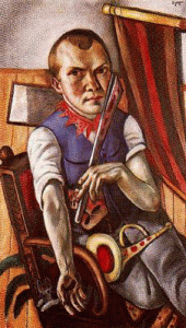 Pin, XX, Beckmann, Maz, Self-portrait as clown, 1921