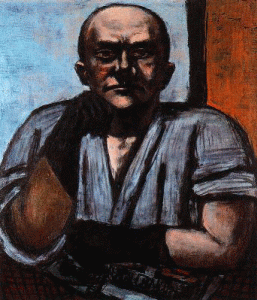Pin, XX, Beckmann, Max, Self-portrait with dark blue globes, 1948