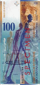 Pin, XX, Giacometti, Alberto, Giacometti en cien francos suizos, reverso