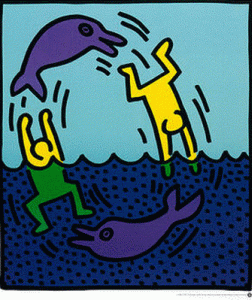 Pin, XX, Haring, Keith, Delfines, 1983