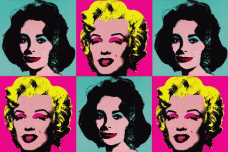 Pin, XX, Warhol, Andy, Retratos de Elizabeht Tailor y Marilyn Monroe