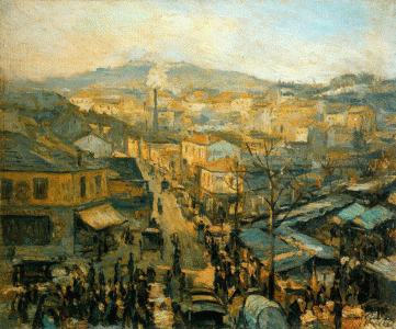 Pin, XX, Gleizes, Albert, Da de mercado en las afueras, M. de Bellas Artes, Lyon, 1905