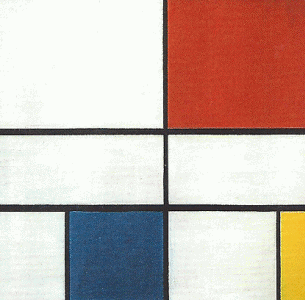Pin, XX, Mondriaan, Piet Cordeli, Composicin II, Rojo, Amarillo, y Azul, 1935