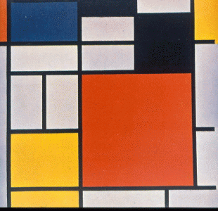 Pin, XX, Mondriaan, Piet Cordelis, Composicin with color planes and gray lines