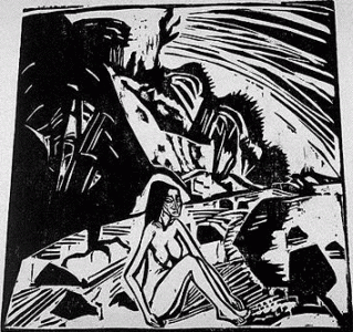 Grabado, XX, Heckel, Erich, Sitzende, 1913