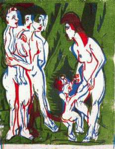 Pin, XX, Luswig Kirchner, Ernst, Mujer desnuda con nio, 1925