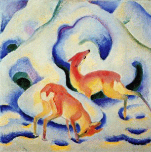Pin, XX, Marc, Franz, Deer in the snow, 1911
