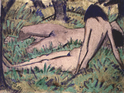 Litografia, XX, Mueller, Otto, Dos chicas de la madera, Pinacoteca de Arte Moderno, 1920