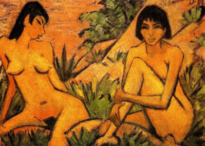 Pin, XX, Mueller, Otto, Dos mujeres sentadas en las dunas, 1922