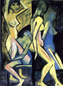 Pin, XX, Mueller, Otto, Tres desnudos ante el espejo, 1912