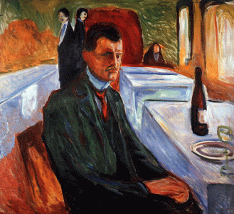 Pin, XX, Munch, Edvard, Autorretrato con vino, 1906