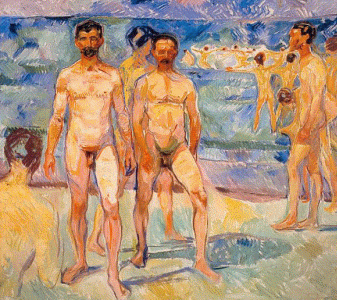 Pin, XX, Munch, Edvard, Hombres bandose 1907-1908