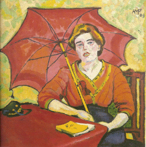 Pin, XX, Pechstein, Max, Muchacha de rojo y parasol, , Darmastadt 1909