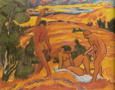 Pin, XX, Pechstein, Max, Tres desnudos en el paisaje, Centre Pompidou, Pars, 1911
