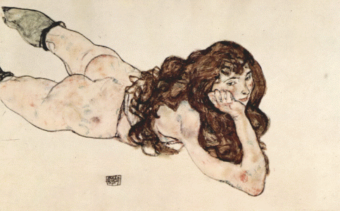 Pin, XX, Schiele, Egon, Desnudo acostado, Palacio Albertina, Viena, 1917
