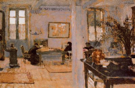 Pin, XIX, Vuillard, Edouard, En la habitacin, 1893