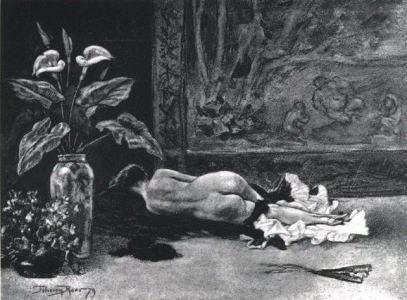 Pin, XIX, Rops, Felicien, The siesta, 1879