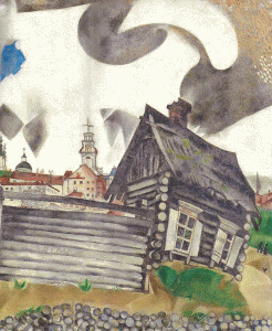 Pin, XX, Chagall, Marc, Casa gris, detalle, M. Tyssen-Bornemisza, 1917
