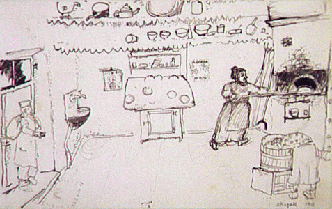 Pin, XX, Chagall, Marc, Mi madre haciendo pan, M. Nacional dArt Moderne, Pars, 1911