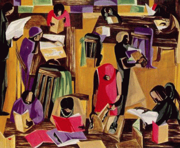 Pin, XX, Lawrence, Jacob, The library, 1960
