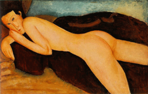 Pin, XX, Modigliani, Amedeo, Desnudo echado sobre el lado izquierdo, 1917