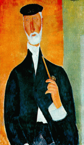 Pin, XX, Modigliani, Amedeo, Hombre con pipa, 1918