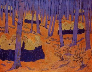 Pin, XIX, Srusier, Paul, Breton whomen  The meeting in the grove, 1892