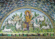 Mosaico, V, El Buen Pastor, Mausoleo de Gala Placidia,Rvena, Italia, Bizancio, 425-430