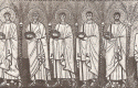  Mosaico, VI,  Procesin de Santos, San Apolinar el Nuevo, Rvena, Italia, Bizancio, 558