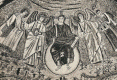 Mosaico, VI, San Vital, Cristo sobre El Universo con Corona de Martirio, Detalle, Rvena, Italia, 547