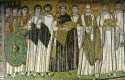 Mosaico, VI, San Vital, Justiniano y su Squito, Rvena, Italia, Bizancio, 547