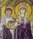 Mosaico, VI, Emperatriz Teodora y su Squito,Detalle, Iglesia de San Vital, Rvena, Italia, Bizancio, 524-547