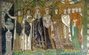 Mosaico, VI S Vital, Emperatriz Teodora y su Squito, Iglesia de San Vital, Rvena, Italia, Bizancio, 527-547
