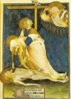 Miniatura XV Maestro Libro Horas de Rohan Lamentacin sobre Cristo Muerto BB. Nacional Pars Francia 1420