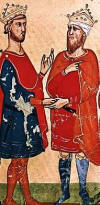 Miniatura XIII Federico II Negocia con  el Sultn Mohamed Al Kamil