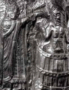 Esc XII-XIII Relieve, Harald Diente Azul Coronado por el Misionero Poppo, Pila Bautismal, Iglesia de Tandrup, Dinamarca, c 1200