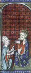Pin-Miniatura XII-XIII Felipe II Augusto Capetos Cruzada Albigense Francia 1180-1223
