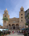 Arq XII Catedral de Cefal Exterior Fachada Principal Cefalu Palermo Italia 1131-1240