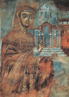 Pin XI El abad Desiderio  de Montecasino Iglesia de Sant Angelo in Formis Fresco 1072-1087 Italia