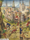 Miniatura XV Godofredo de Buillon Contruye las Murallas de Jerusaln