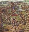 Grabado, XVII, Atahualpa marcha al encuentro con Pizarro