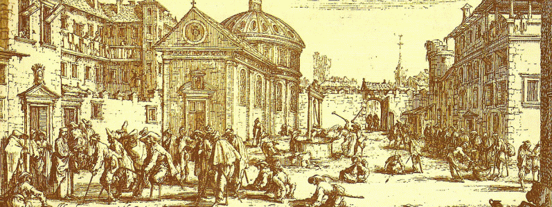Grabado, XVII, Callot, Jacques, Guerra de los Treinta Aos, Heridos en busca de caridad, Alemania, 1633