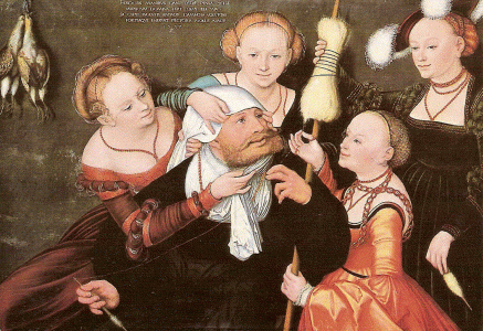 Pin, XV-XVI, Cranach el Viejo, Lucas, Hrcules en casa de Onfala Herzog Anton Ulrich, M. de Brunswick, Alemania, 1537