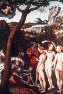 Art, Pin, XV-XVI, Cranach, Lucas, El juicio de Paris, Metropolitan Museum, N. York