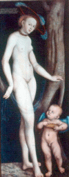 Art, Pin, XV-XVI, Cranach, Lucas, Venus y el Amor, Galera Borghese, Roma, Italia
