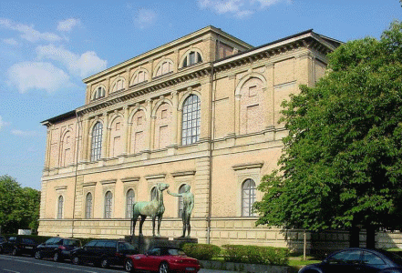 Arq, XIX, Klenze, Leo, Pinacoteca, Munich, fadada oeste, Alemania, 1826-1830